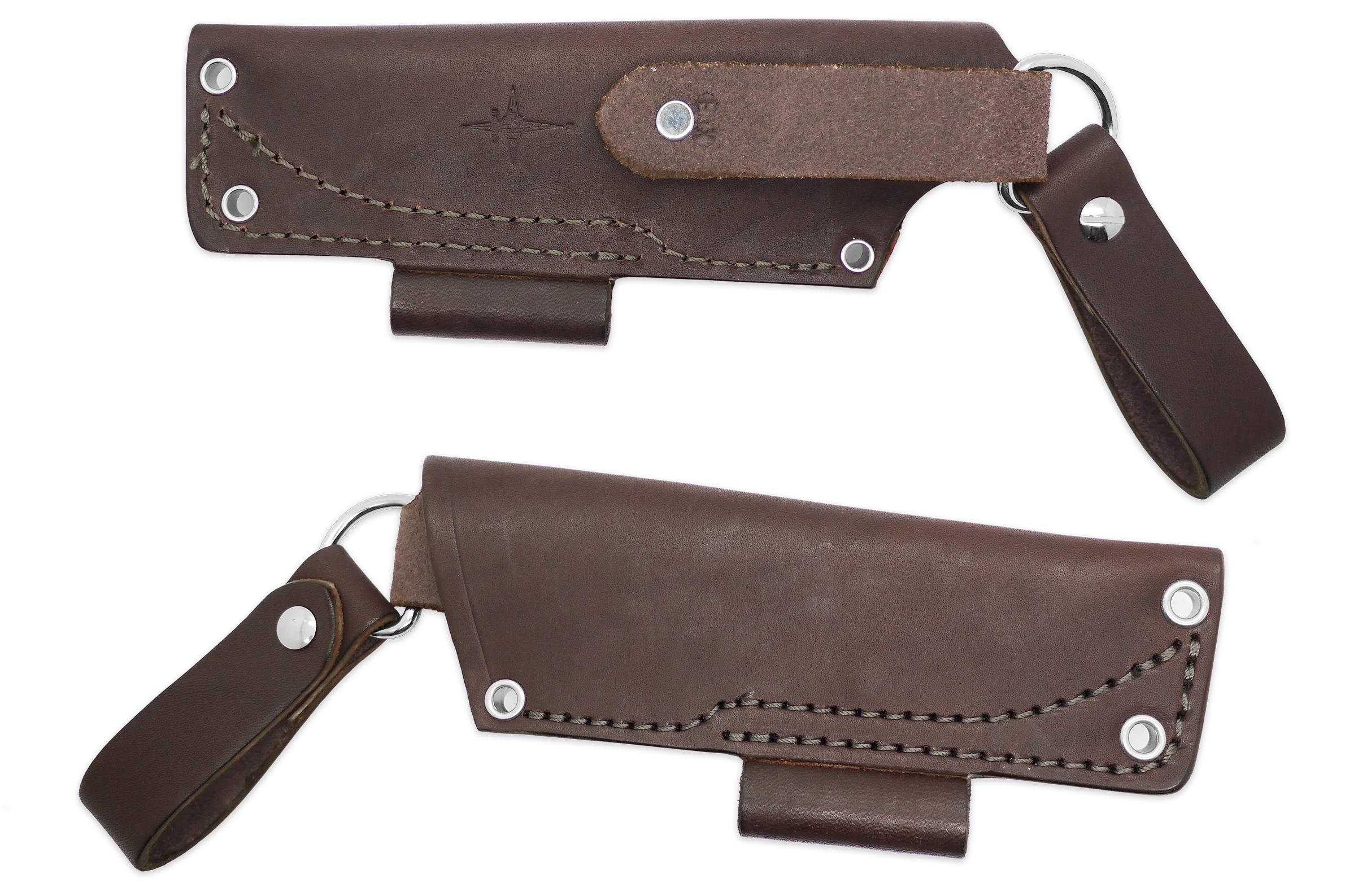 "EX" Leather DANGLER Sheath for AK 3 & AK 3.5, Brown, RH, Firesteel Loop