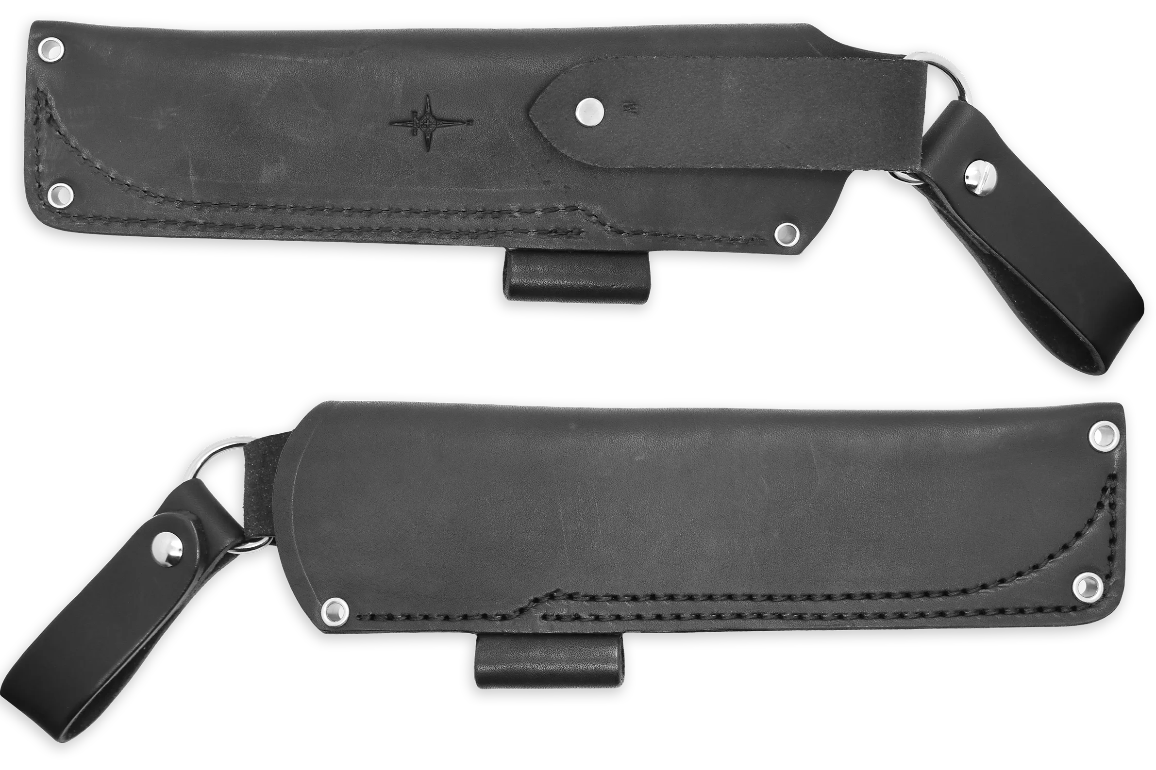 "W" Leather DANGLER Sheath for AK 6.5, Black, RH, Firesteel Loop