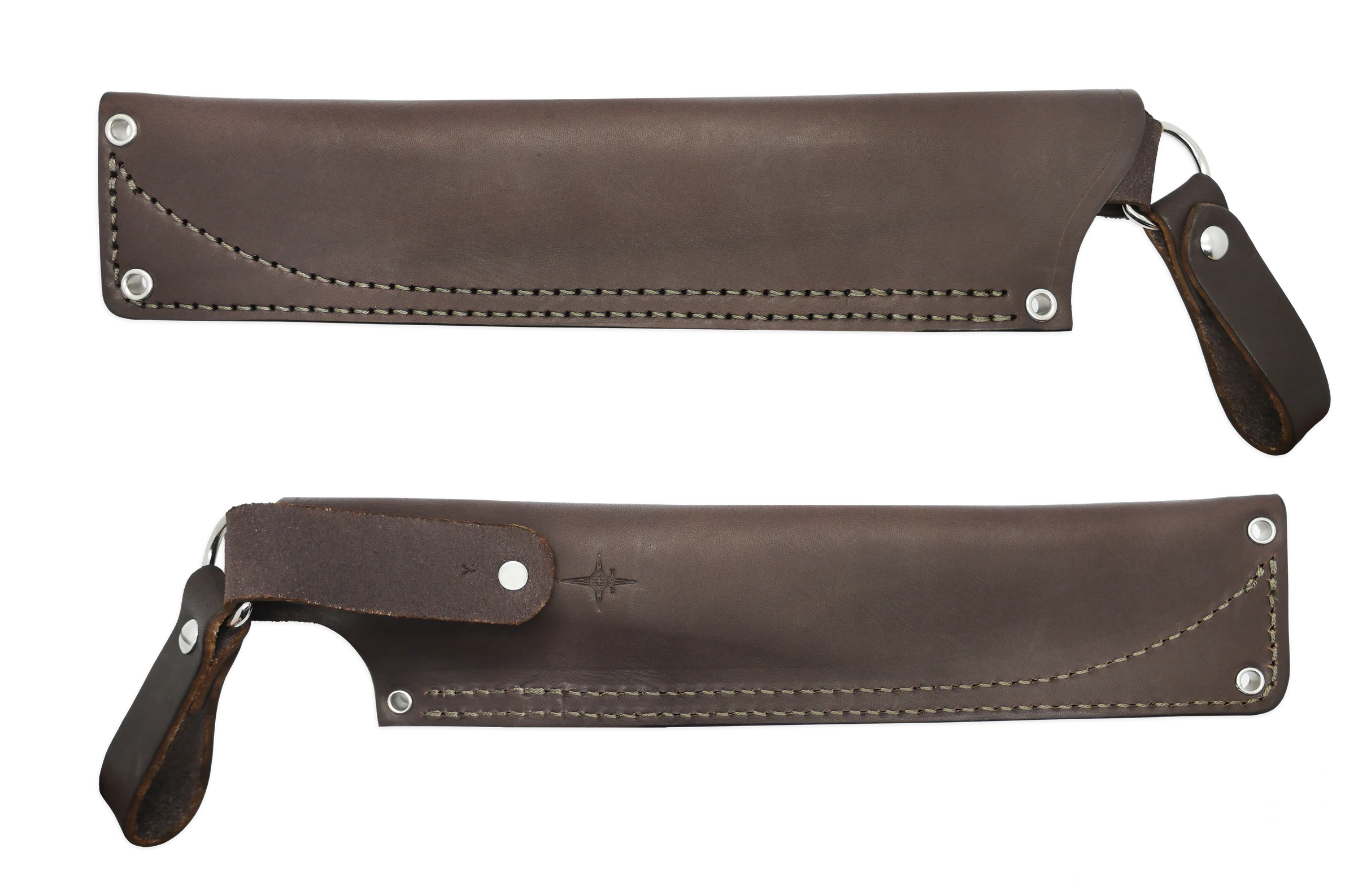 "Y" Leather DANGLER Sheath for AK 8, Brown, LH, WITHOUT Firesteel Loop