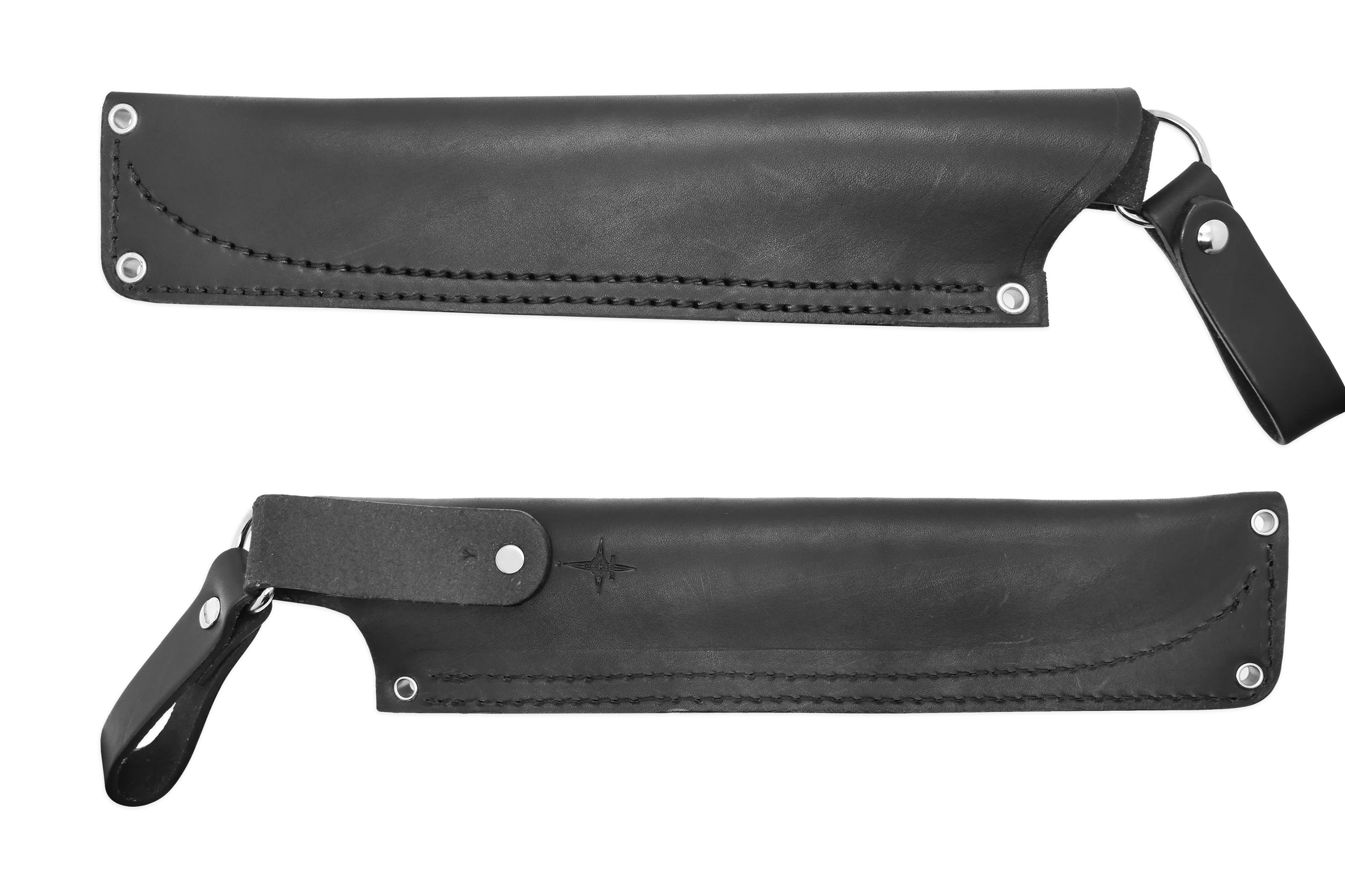 "Y" Leather DANGLER Sheath for AK 8, Black, LH, WITHOUT Firesteel Loop