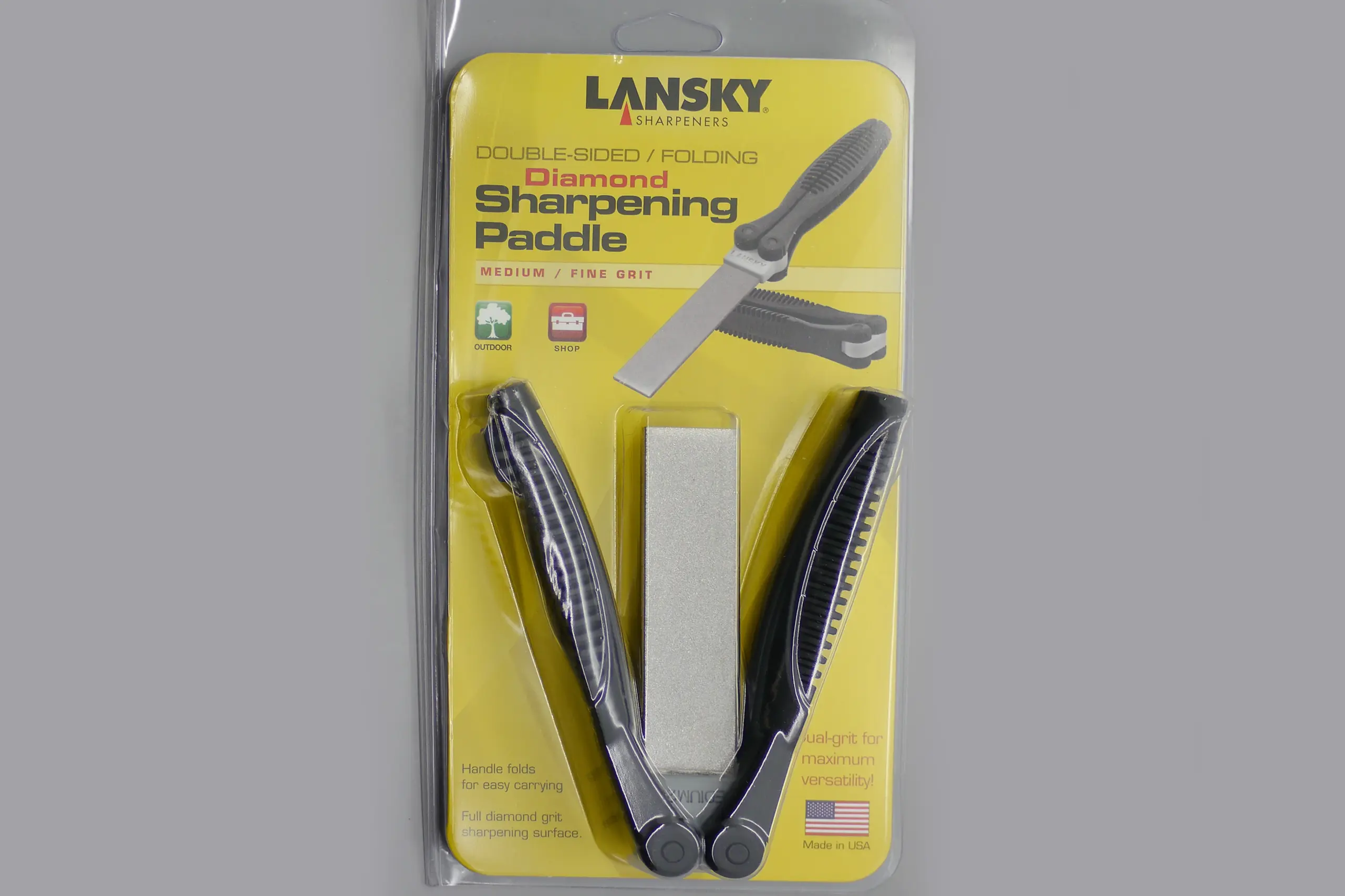 Lansky Sharpeners: FP-2860 Double-Sided / Folding Diamond Sharpening Paddle - Medium & Fine Grit